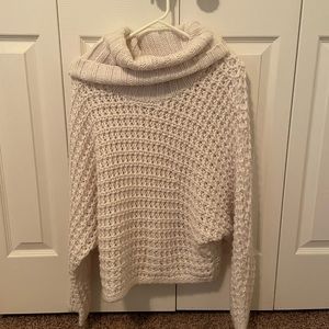 White knit turtle neck sweater